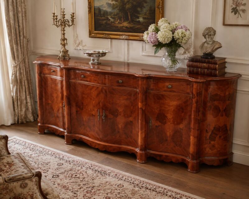 Veľký intarzovaný príborník / sideboard v štýle Louis XV